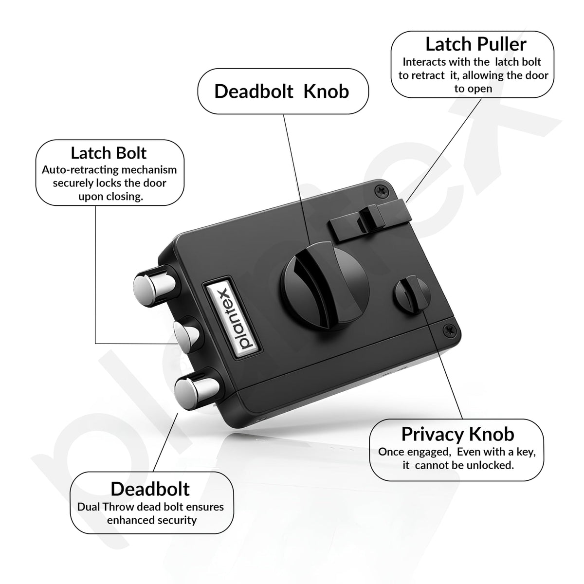 Plantex Heavy Duty Rim Locks for Main Door/Door Lock for Main Door with 4 Keys/Suitable for Inside Opening Wooden Door - Pack of 1 (Z-Black)-5
