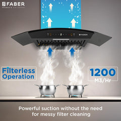 Faber Hood Venice 75 cm 1200 m³/hr Autoclean Curved Chimney| Filterless with Oil Collector |8 Yrs Motor & 2Yrs Comprehen