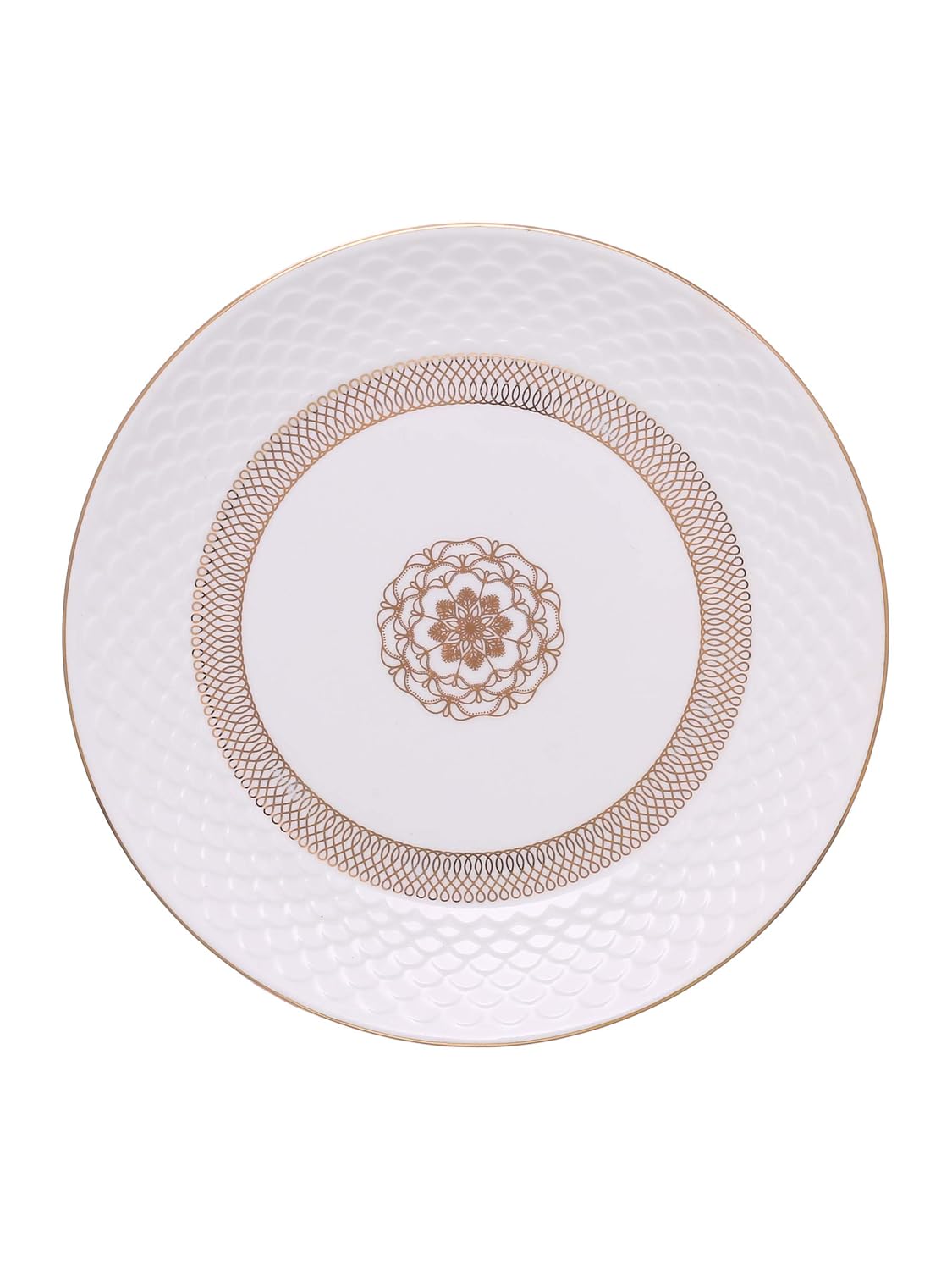 Clay Craft Ceramic Ripple Solid Dinner Set of 18 Pieces, Jaisalmer Real 22K Gold, for Family of 6, Dinner Set Ceramic, Crockery Set, Dining Set for Dinner, Plates and Bowls Set, Crockery Set for Gift