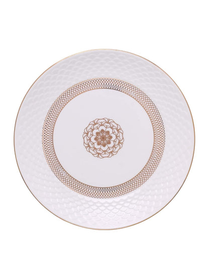 Clay Craft Ceramic Ripple Solid Dinner Set of 18 Pieces, Jaisalmer Real 22K Gold, for Family of 6, Dinner Set Ceramic, Crockery Set, Dining Set for Dinner, Plates and Bowls Set, Crockery Set for Gift