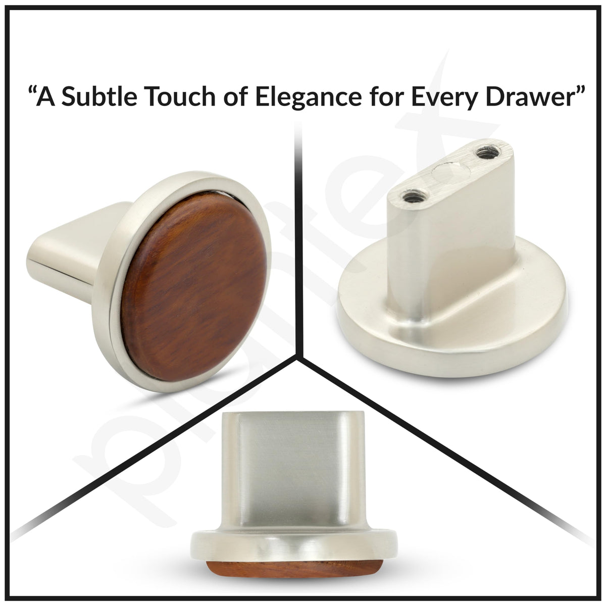 Plantex Knobs for Drawer/Round Drawer Knobs/Knobs for Cabinets/Pull-Push Knobs for Kitchen/Bedroom Drawer - Pack of 3 (Small, Satin & Wood)-4