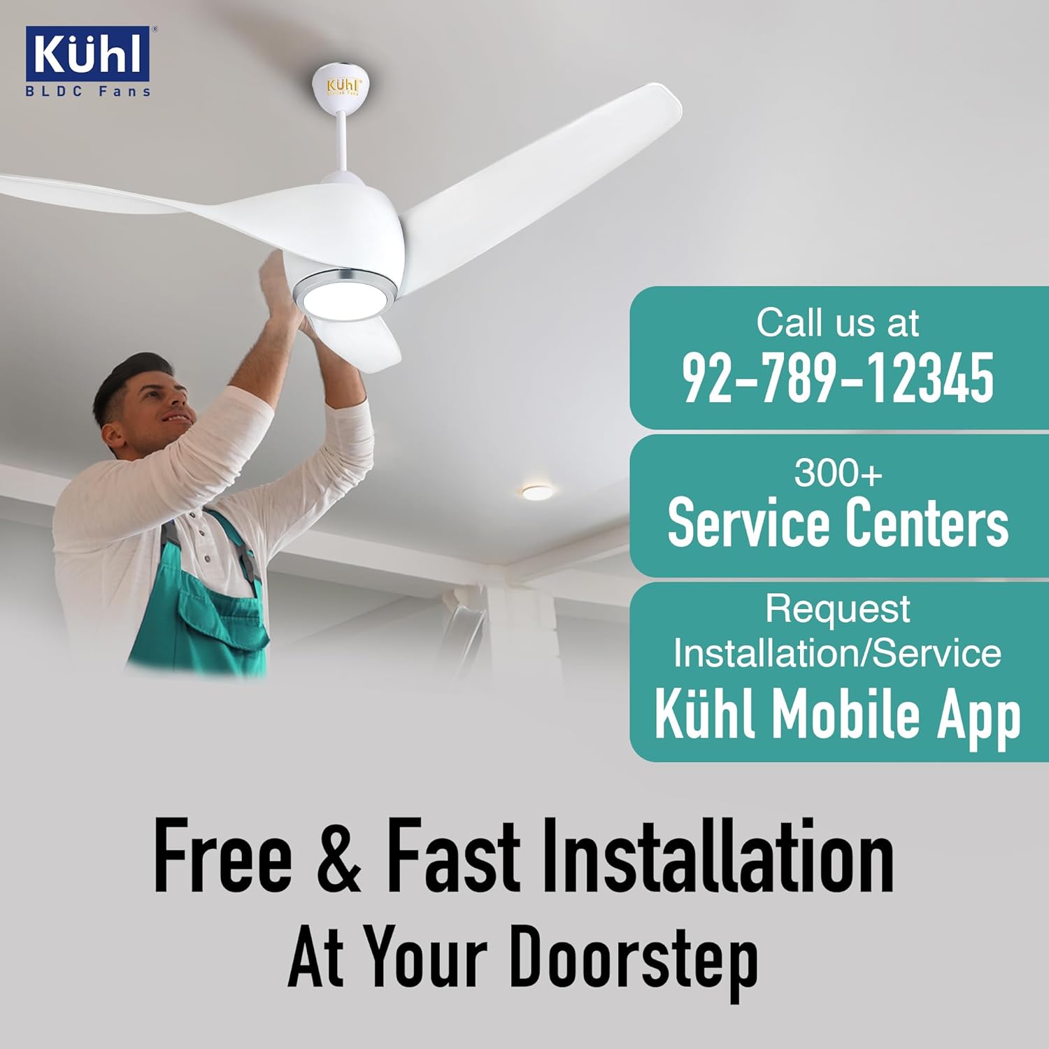 KUHL Twist L3 1320 mm 65% Power Saving BLDC Ceiling Fan | BEE 5 Star Rated & ISI Marked | High Air Flow|5Year Warranty on Motor By Brand | Free Installation | IoT – Operate via Mobile & Alexa | White