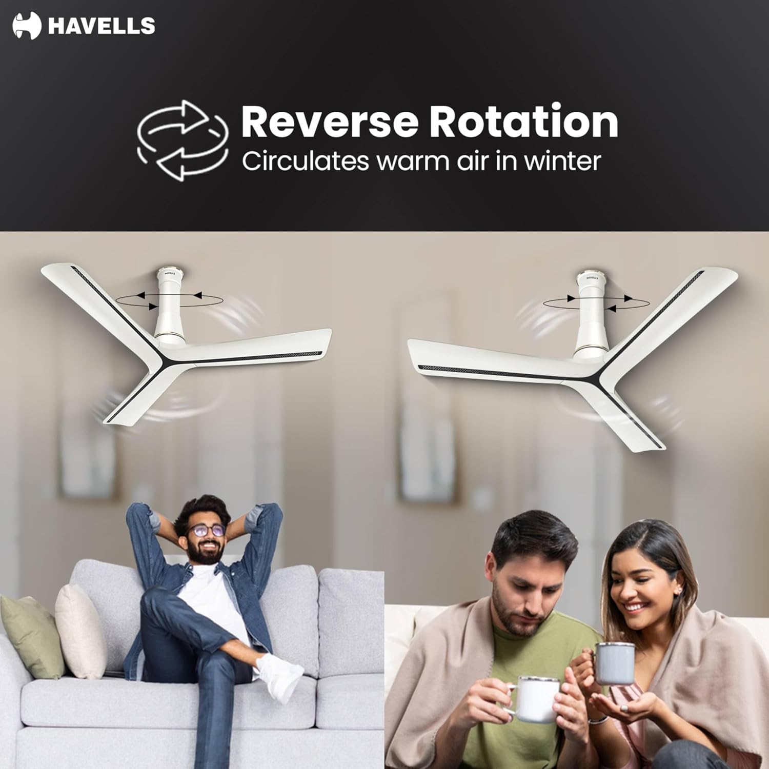 Havells Inveno LX 1200 mm BLDC Ceiling Fan|ABS Aerodyanamic Blades|Telescopic Canopy|Timer,Breeze,Sleep,MOP Modes|Reverse Feature|100% Copper Motor|Free Installation|2 Year Warranty(Matt Pearl White)