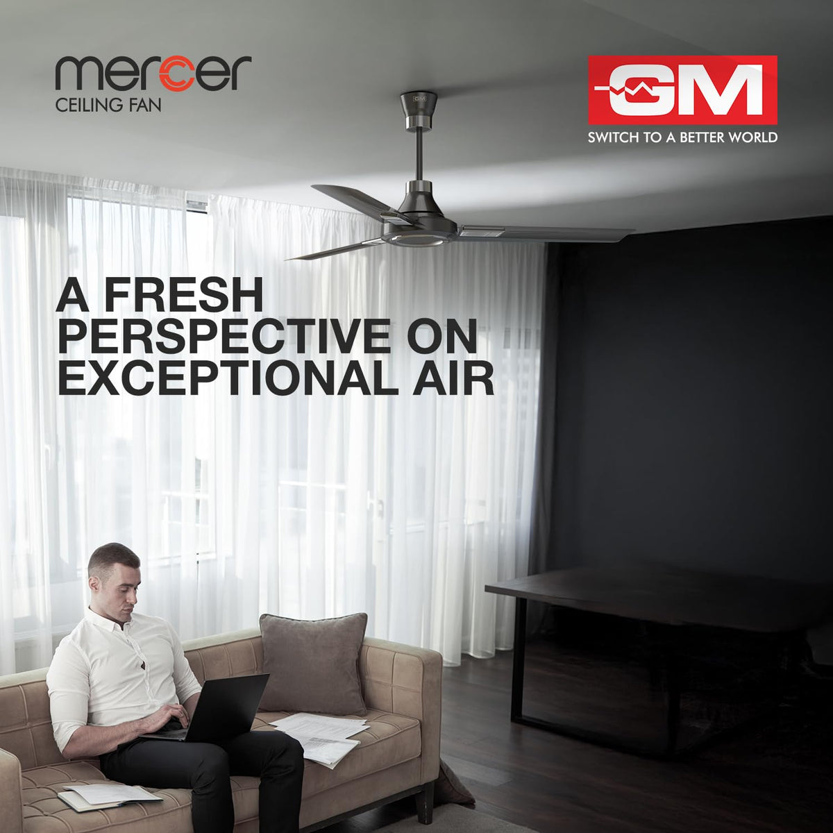 GM Mercer 1200 mm Ceiling Fan – Glorious Grey-4