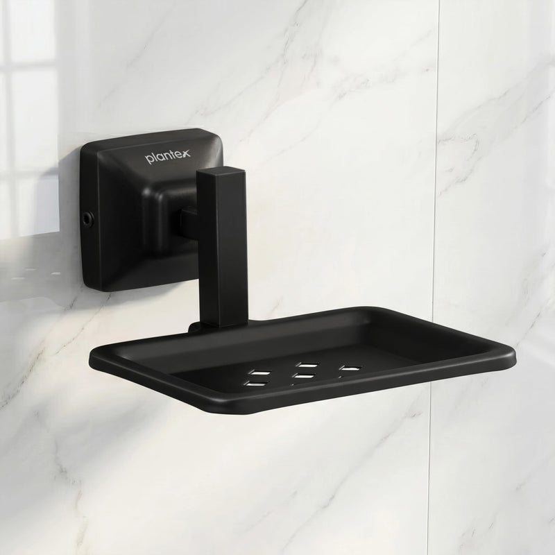 Plantex 304 Grade Stainless Steel Soap Holder for Bathroom/Soap Dish/Soap Stand/Bathroom Accessories - Squaro (Black)-1