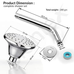 Plantex Shower Head for Bathroom with Shower Arm/Bathroom shower Combo-430B Strong ABS Combo/Shower for bathroom/Rain Shower/4 Inch Shower Head/9 Inch Shower Arm/Adjustable Head-2