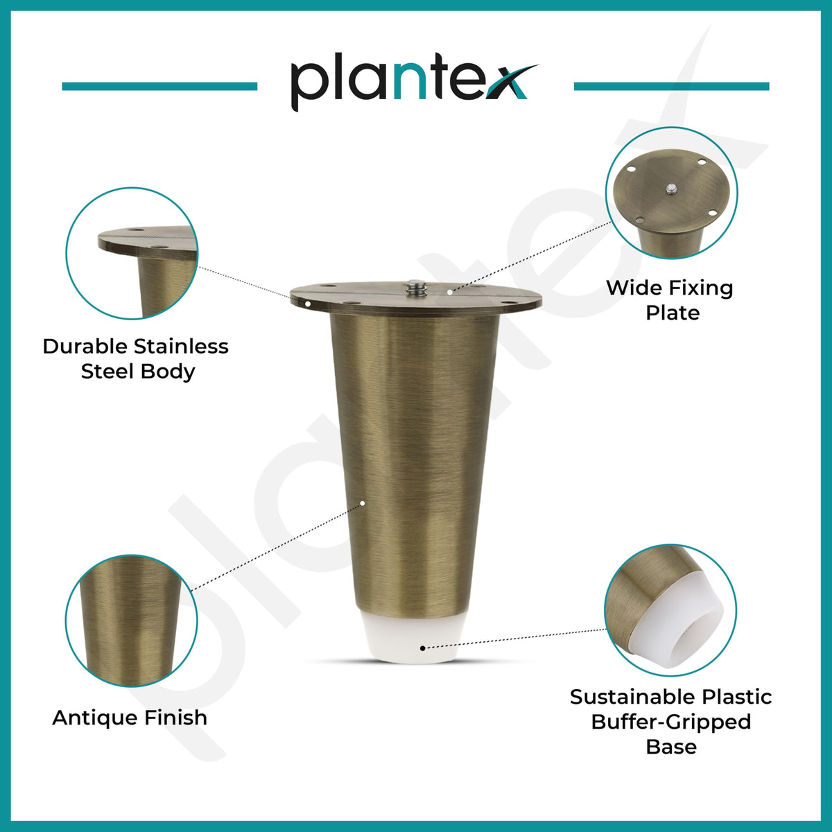 Plantex Heavy Duty Stainless Steel 4 inch Sofa Leg/Bed Furniture Leg Pair for Home/Furniture Sofa Legs for Table/Support Legs/Furniture Leg (Brass Antique) Set of 4 Pcs-4