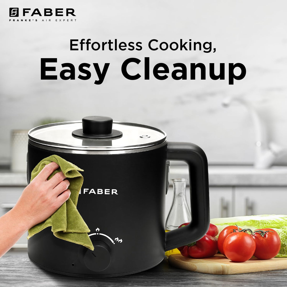 Faber 600W 1.6 liter Multi Cooker|Cool Touch Handle & Temperature Control Knob|Rapid Noodles & Spaghetti Cooker,Hot Soup