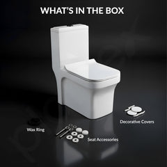 Plantex Commode for Toilet/One Piece Western Toilet with Rim Wash-Down Flush/Ceramic One Piece Commode with Soft Closing Toilet Seat - S Trap - (Lunar, White)-4