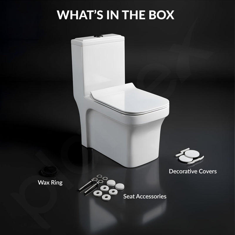 Plantex Commode for Toilet/One Piece Western Toilet with Rim Wash-Down Flush/Ceramic One Piece Commode with Soft Closing Toilet Seat - S Trap - (Lunar, White)-4