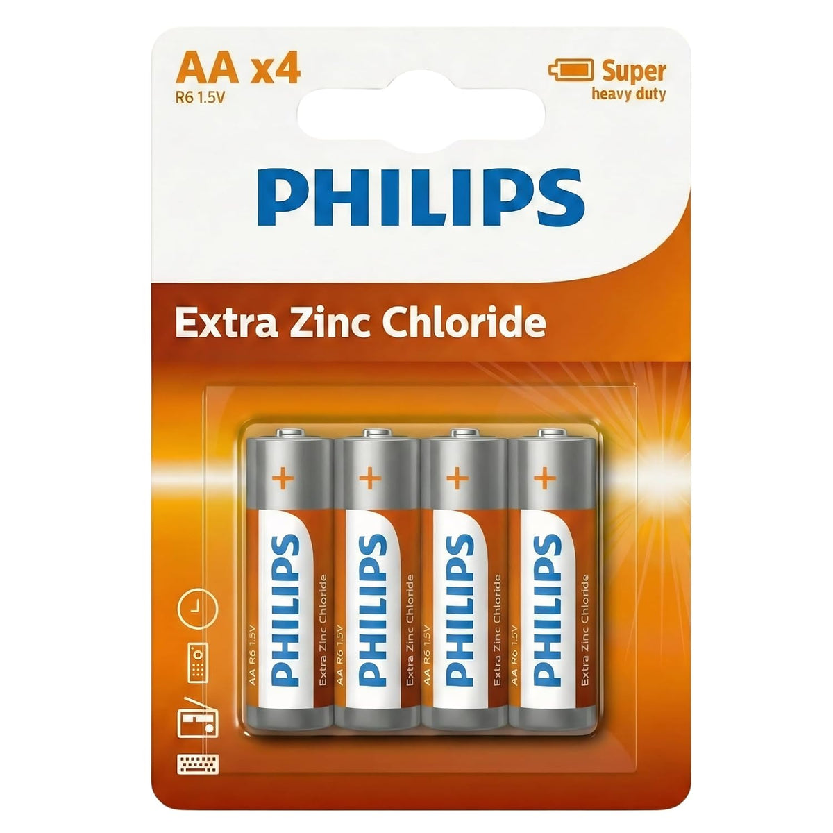 Philips R6L4B/94 AA Extra Zinc Chloride Battery (Pack of 4)