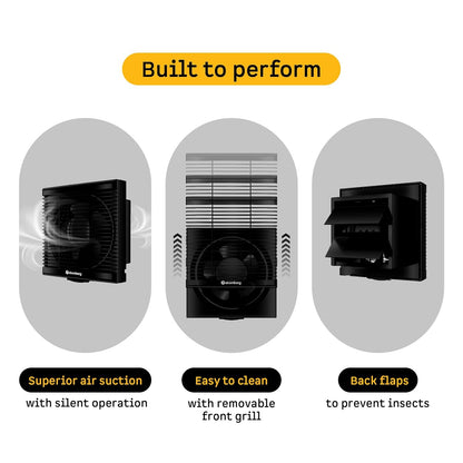 atomberg Efficio Exhaust 6 Inches | Suitable for Bathroom, Kitchen | BLDC Motor | Easy to Clean | 2 Year Warranty (Black)