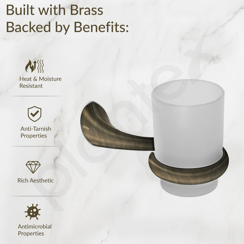 Plantex Smero Pure Brass Tooth Brush Holder/Tumbler Holder/Toothpaste Holder/Bathroom Accessories - Contrive (Rich Antique)-6