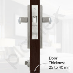Plantex Heavy Duty Door Lock “ Bathroom Door Lock/Mortise 8inch Keyless Plate Handle Set for Home/Bathroom/Store Room/Balcony/Office with Baby Latch (8085, Steel Satin and Chrome)-3