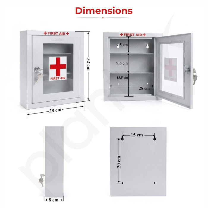 Plantex Metal First Aid Box/Emergency Medical Kit Box for Medicine Sto ...