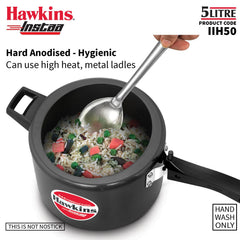 Hawkins 5 Litre Instaa Pressure Cooker, Induction Inner Lid Cooker, Tall Body Hard Anodised Cooker, Black (IIH50)