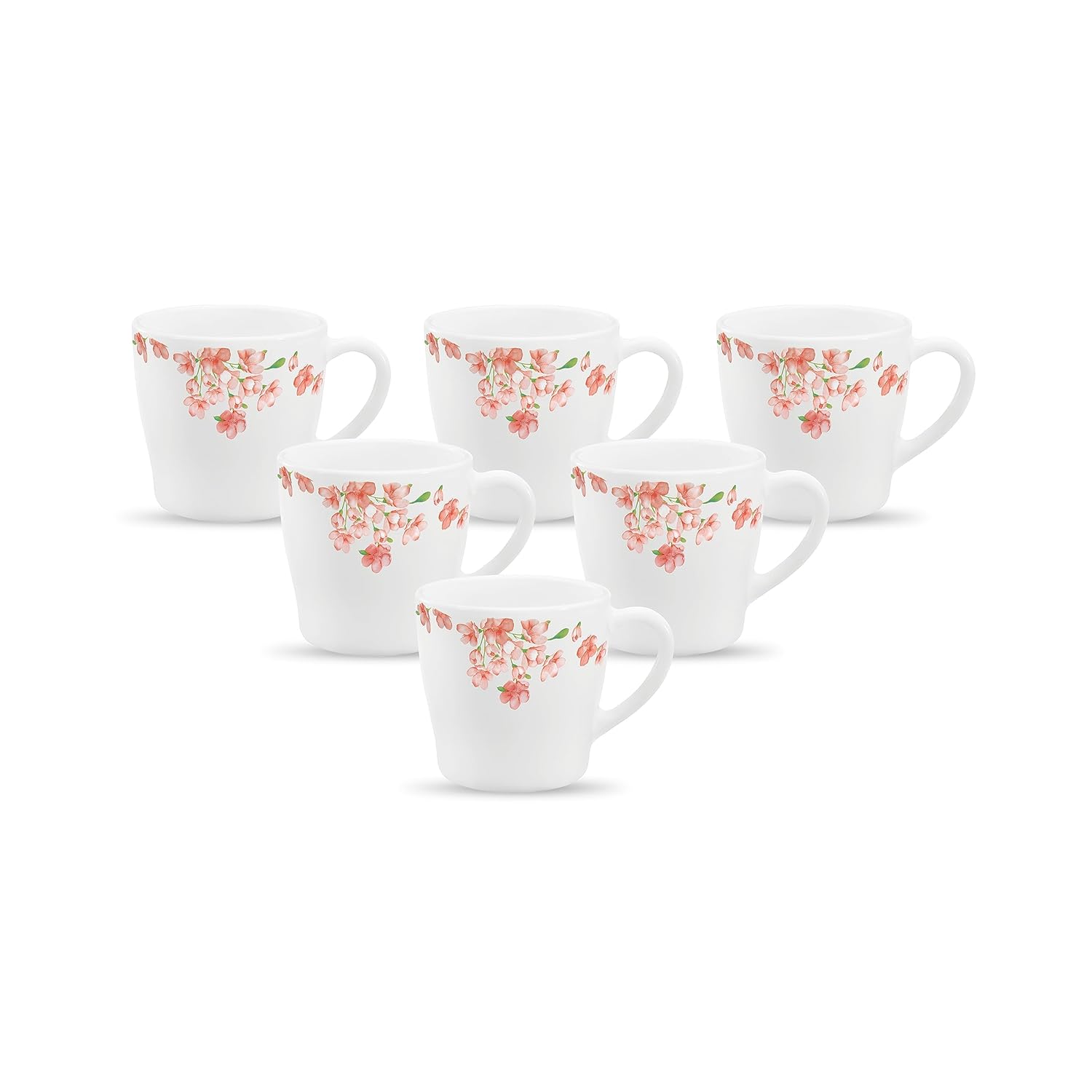 La Opala Diva, Opal Glass Crockery | Cup Gloria, Set of 6 | Aster Pink, 160 ml | for Tea & Coffee | Microwave Safe | 100% Vegetarian | Toughened Extra Strong | Super Light | Super White