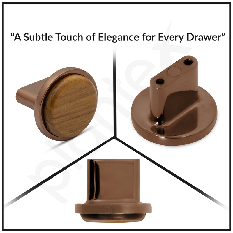 Plantex Knobs for Drawer/Round Drawer Knobs/Knobs for Cabinets/Pull-Push Knobs for Kitchen/Bedroom Drawer - Pack of 6 (Small, Rose Gold & Wood)-4