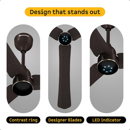 atomberg Renesa Halo Smart Alexa Enabled 1200mm BLDC Ceiling Fan with Remote | BEE 5 star | High Air Delivery | Low noise | LED Speed Indicator | Sleek Design | | 3 Year Warranty| Blaze Brown