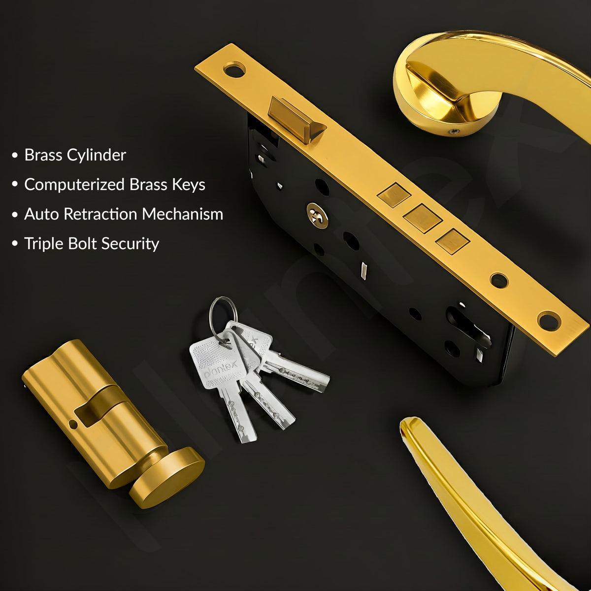 Plantex Mortise Door Lock for Home/Main Door Lock with 3 Years of Warranty/Door Handle Lock Set with Brass Lock Body & Cylinder (7128, PVD Gold)-4