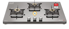 Sujata 5 Burner Gas Stove Glass Top | 5 Years Warranty | Gas Chulha, Auto Ignition Gas Stove, CookTop cum Hob Top, LPG & PNG Compatible, Brass Burner (Palladium FFD Auto Ignition Black)