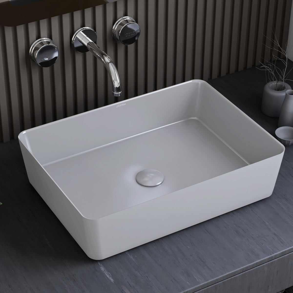 Plantex Melamine Wash Basin/Basin for Bathroom/Tabletop Wash Basin/Restaurants/Office (Grey, 18 x 13 x 4.5 Inch)-1