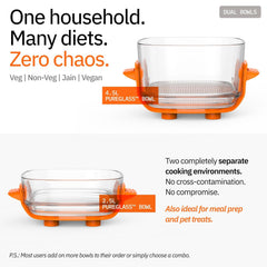EDT Luma ZERO COATING PureGlass™ Air Fryer Oven | 4.5L + 2.5L Dual Bowl | NutriRetain™ | 6-in-1 Multi Function | 100% Toxin Free No Ceramic, PFAS, PTFE, PFOA | 1500W (Orange 4.5L + 2.5L)