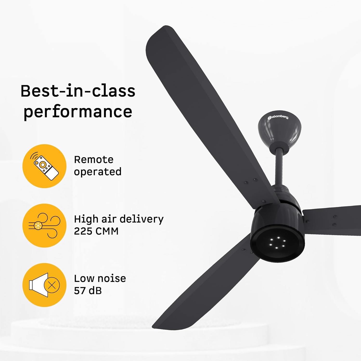 atomberg Renesa Enzel 1200mm BLDC Ceiling Fan with Remote Control | BEE 5 star Rated Energy Efficient Fan | High Air Delivery with LED Indicators| 3 Year Warranty (Pebble Grey)