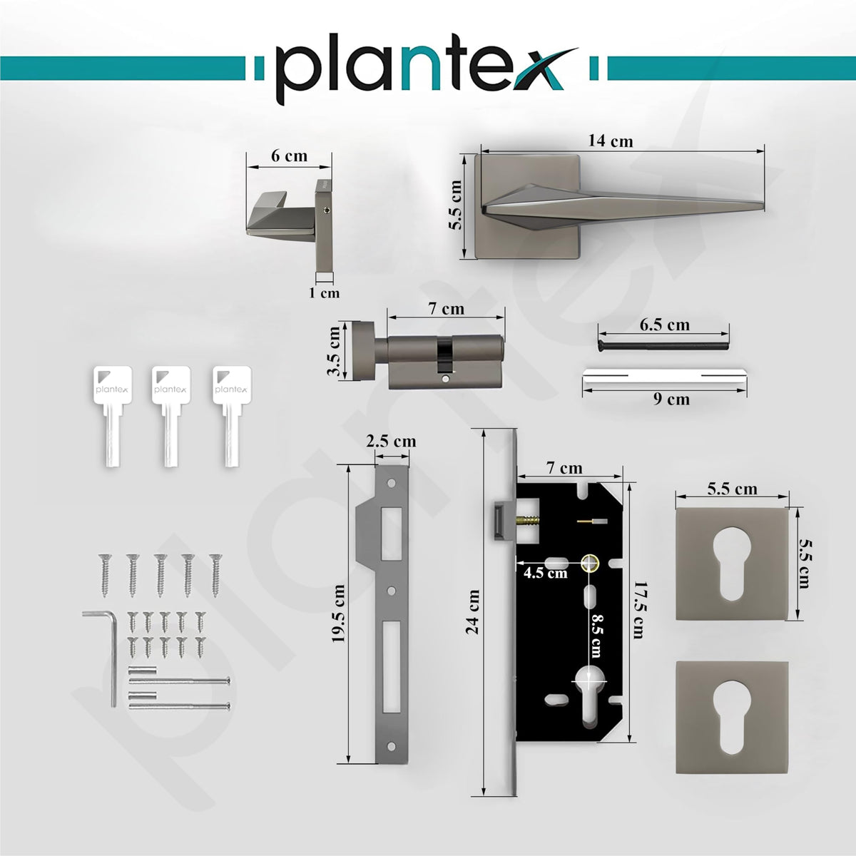 Plantex Door Lock for Home/Main Door Lock Set with 3 Years of Warranty Mortise Lock for Door with Brass Lock Body & Cylinder(7083-Satin Black)-3