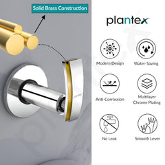 Plantex Pure Brass Concealed Stop Cock/Concealed Stop Valve Tap for Bathroom with Teflon Tape & Adjustable Brass Wall Flange 15 mm (ZUR-1516-Silver)-5