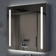 Plantex 304 Stainless Steel Bathroom Organizer with Defogger,Bluetooth & Digital Display/Bathroom Cabinet Storage/Triple Door LED Mirror Cabinet for Wall(32x32 Inch, Chrome)-1