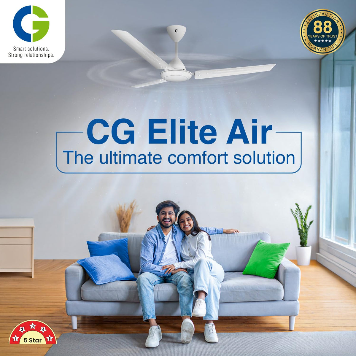 CG Elite Air BLDC 1200 mm Ceiling Fan | 5 Star