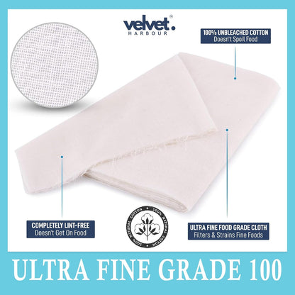 Muslin Cheese Cotton Cloth, 1x1.2 Meter, 1 Pack, Food Grade - Strainer for Cheese, Paneer, Roti Wrap, Momos, Sprouts, Juice & Idly Steaming, Crafting