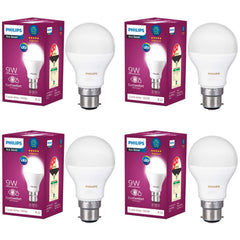 Philips 9W LED Bulb Base B22 (Crystal White, Pack of 4)