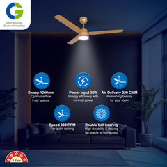 CG AeroSwift Prime BLDC 1200 mm Ceiling Fan with LED Downlight | 5 Star-3