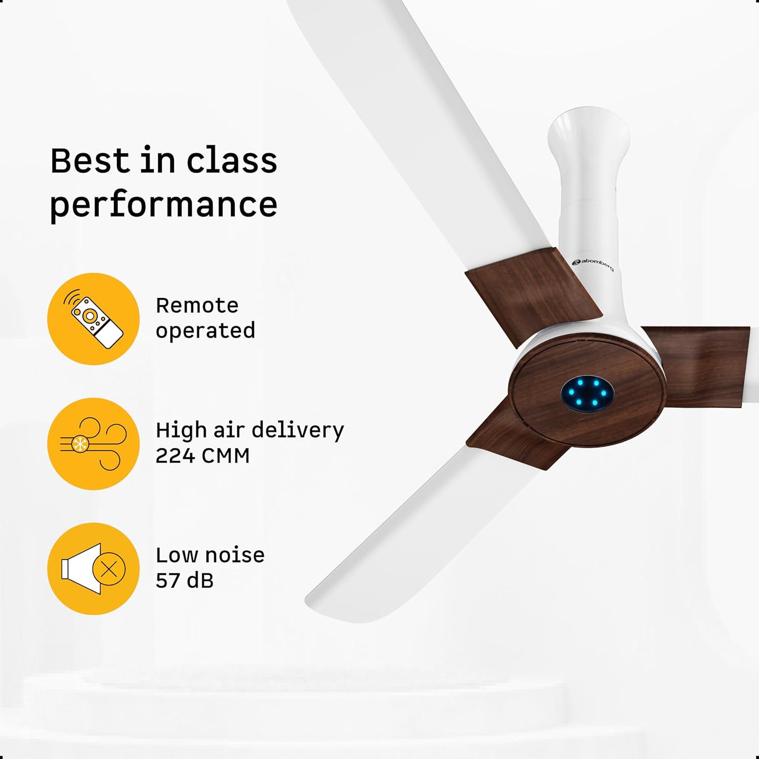 atomberg Studio+ 1200mm BLDC Ceiling Fan with Remote Control | BEE 5-star Energy Efficient | New Blade Design | High Air Delivery| LED Speed Indicator | Low noise | 3 Year Warranty| Dark Teakwood