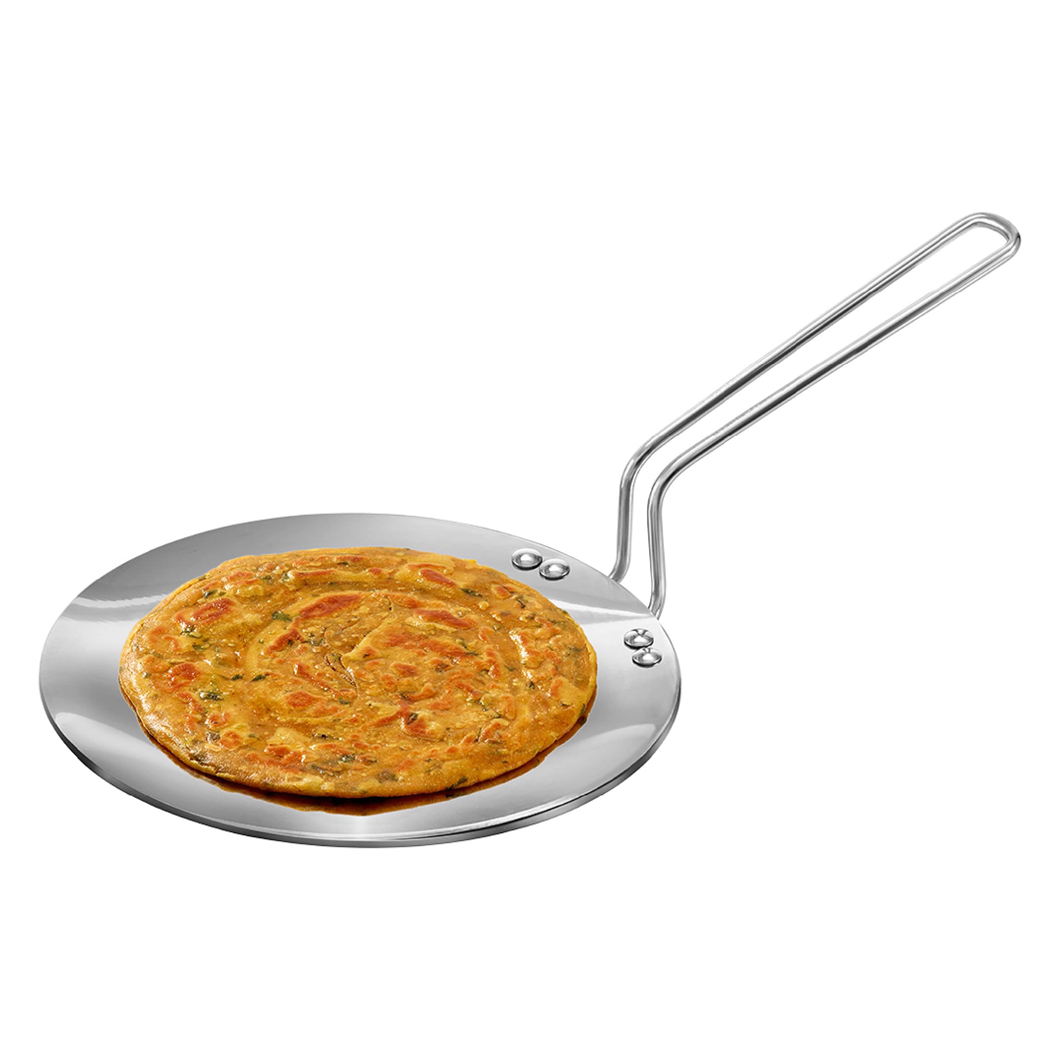 Hawkins 24 cm Tava, Triply Stainless Steel Tawa with Stainless Steel Handle, Induction Tawa, Silver (SSTV24)