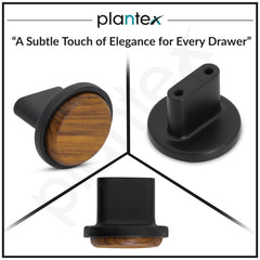 Plantex Knobs for Drawer/Round Drawer Knobs/Knobs for Cabinets/Pull-Push Knobs for Kitchen/Bedroom Drawer - Pack of 4 (Small, Black & Wood)-4