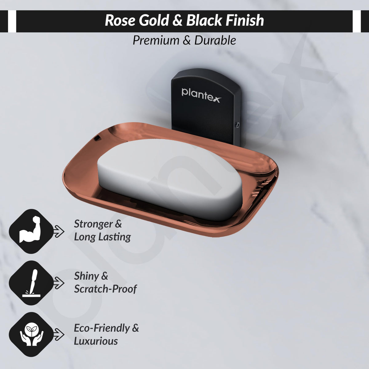 Plantex 304 Grade Stainless Steel Soap Holder for Bathroom/Soap Dish for Bathroom/Soap Bar Holder/Bathroom Accessories - Parv (Rose Gold & Black)-3