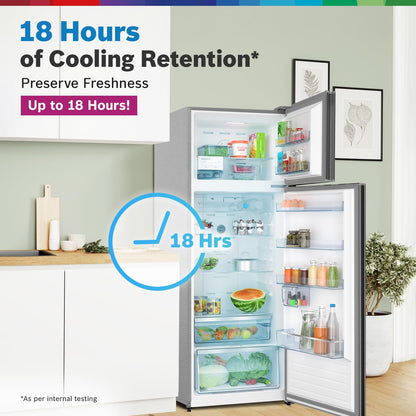 Bosch 368L, 3-Star, Inverter Frost free Double Door Refrigerator (2025 Model, CTC39K03NI, 6-in-1 Convertible, 18 Hours Cooling Retention, Digital Display, Super Freeze, 80min Convert, Smoky Steel)