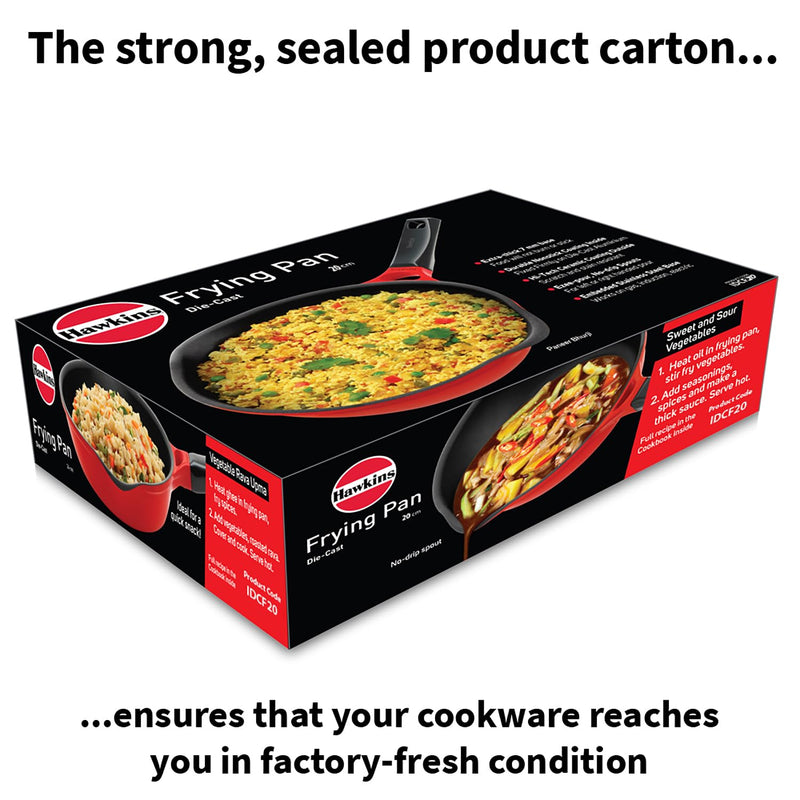 Hawkins 20 cm Frying Pan, Die Cast Non Stick Fry Pan, Ceramic Coated Pan, Induction Fry Pan, Small Frying Pan, Red (IDCF20)