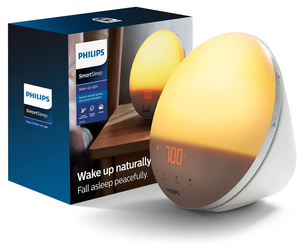 Philips Plastic Hf3520 Wake-Up Light with Alarm Clock with Colored Sunrise Simulation and Sunset Fading Night