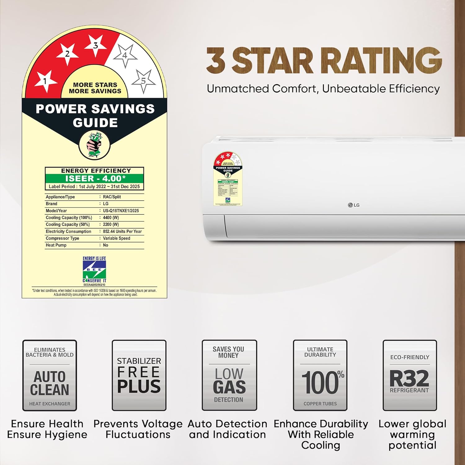 LG 1.5 Ton 3 Star DUAL Inverter Split AC (Copper, AI Convertible 6-in-1, VIRAAT Mode, Diet Mode+, Faster Cooling & Energy Saving, HD Filter with Anti-Virus Protection, US-Q18TNXE1, White)
