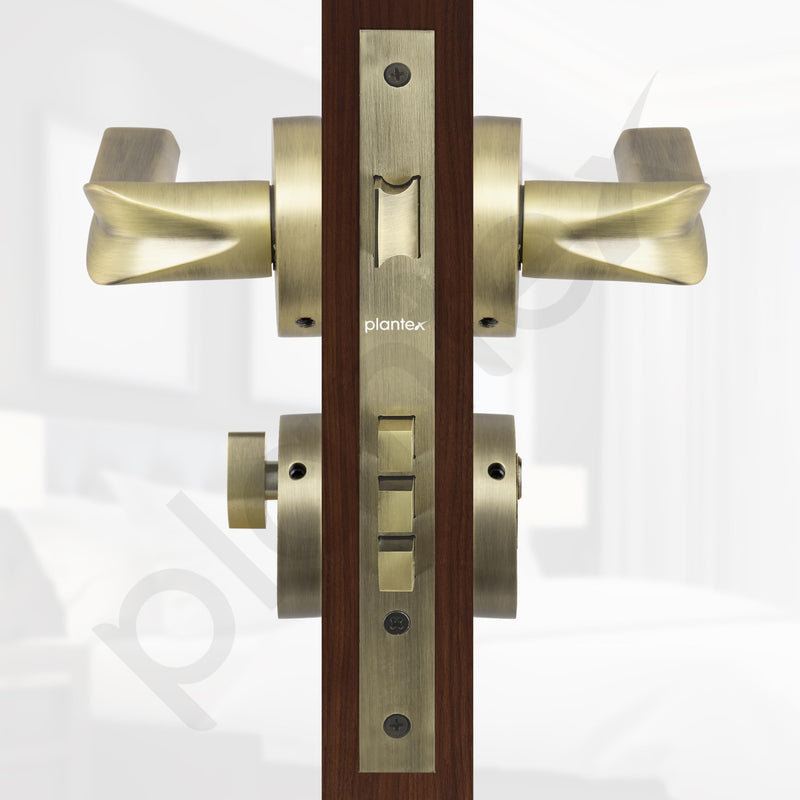 Plantex Main Door Lock/Mortise Lock for Door with 3 Years of Warranty - Robust Door Lock for Home with Brass Lock Body & Cylinder(064- Brass Antique Finish)-6