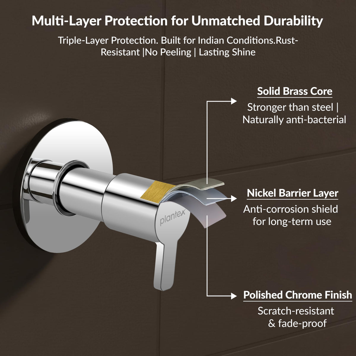 Plantex 25 mm Pure Brass Flush Valve for Toilet with Brass Wall Flange & Teflon Tape-7 Year Warranty/Angle Cocke for Bathroom (FLO-820-Chrome)-6