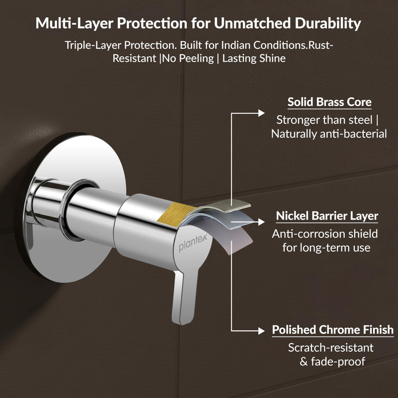 Plantex 25 mm Pure Brass Flush Valve for Toilet with Brass Wall Flange & Teflon Tape-7 Year Warranty/Angle Cocke for Bathroom (FLO-820-Chrome)-6