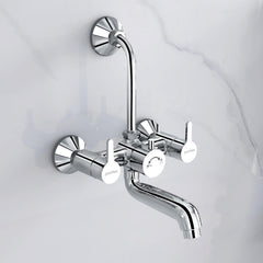 Plantex Pure Brass Wall Mixer for Bathroom 2 in 1 with L-Bend Provision for Overhead Shower/Mixer Tap for Bathroom with Water Saving Nozzle Aerator - 7 Year Warranty by Plantex (Ore-1420, Chrome)-1