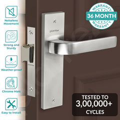 Plantex Heavy Duty Door Lock “ Bathroom Door Lock/Mortise 8inch Keyless Plate Handle Set for Home/Bathroom/Store Room/Balcony/Office with Baby Latch (8107, Matt)-2