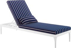 Mick Outdoor Swimming Poolside Lounger (White + Navy Blue ) Set of 2