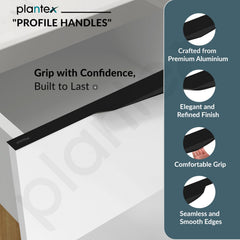 Plantex Profile Handle for Kitchen Cabinet/12 Inch Aluminium Drawer Profile Handle/Wardrobe Pull Handle for Home/Office/Hotel - Pack of 3 (Black) (Model APS-PF-1002)-2